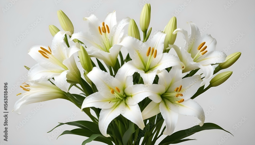 A captivating display of pure white lilies, showcasing their elegance and natural beauty. A captivating display of pure white lilies, showcasing their elegance and natural beauty.
