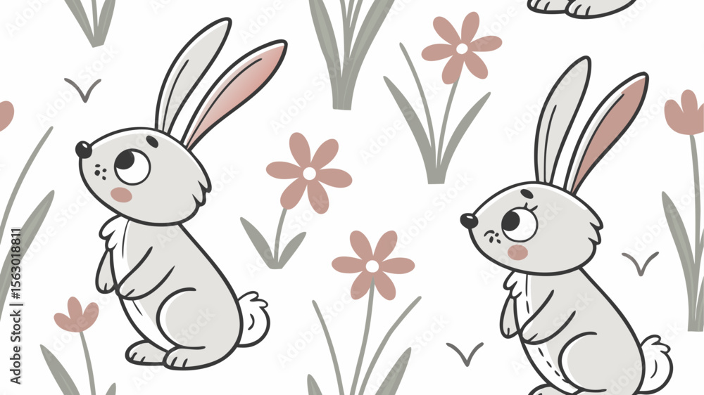 Fototapeta premium Cute cartoon Easter bunny, a fun vector illustration for spring holidays