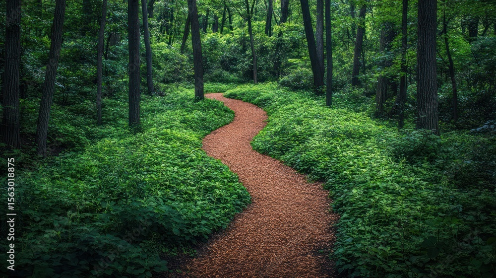 Obraz premium Winding path through a lush forest