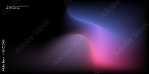 Vector abstract blurred gradient background smooth curve shape with colorful light purple blue on black background