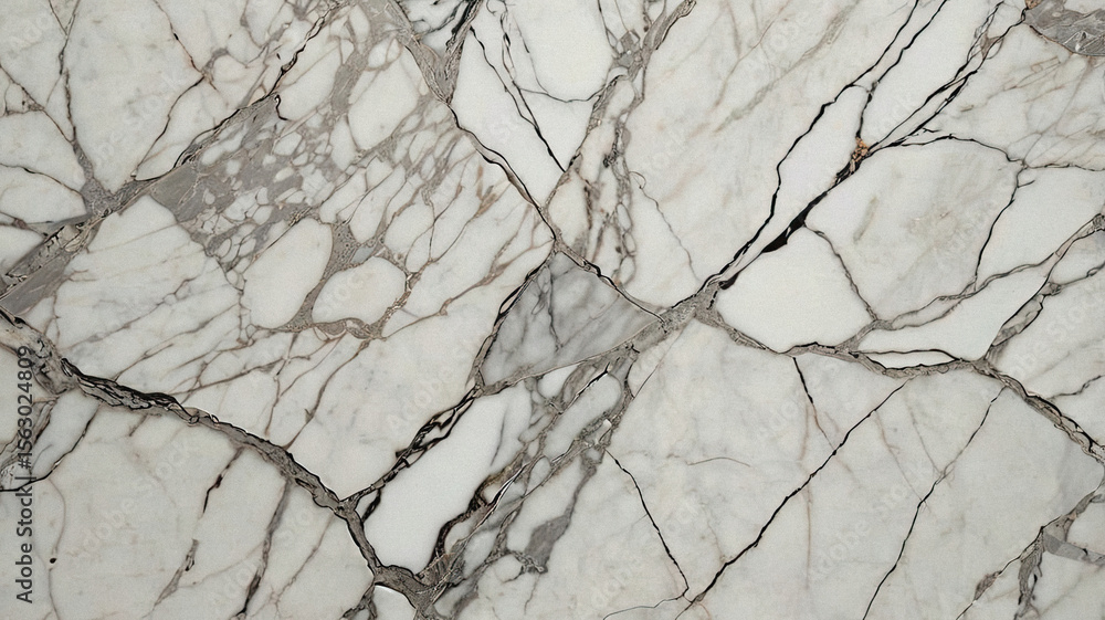 Fototapeta premium Statuario Marble Texture With Bright White Surface and Distinct Gray Veining for Classic Interiors.