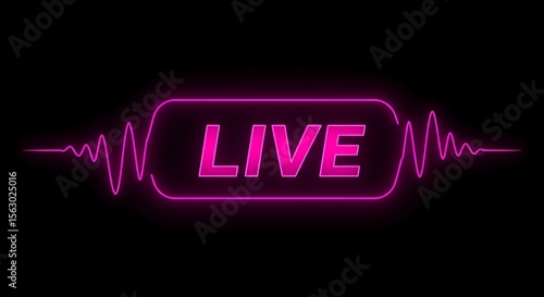 Pulsing live badge with radiating waves for streaming platform overlay design