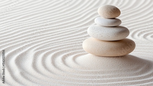 Serene Stacked Stones on Zen Garden Sand