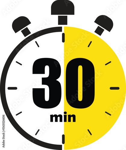 Thirty minute timer stopwatch icon illustration