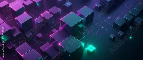 An abstract purple technology background featuring digital patterns glowing elements and futuristic design in a sleek modern aesthetic