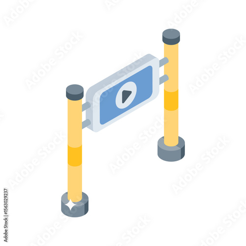 An informative isometric style icon showing ad hoarding banner