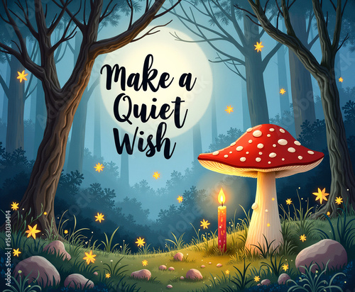 Wallpaper Mural Magical woodland with glowing red mushroom and hopeful message. Torontodigital.ca