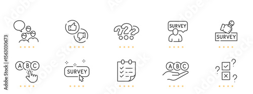 Survey line icons. Editable stroke