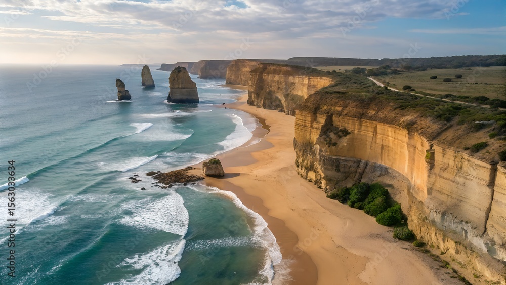 Obraz premium Cliffs Of Moher In Ireland At Sunset, Ai Generated