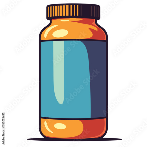 Bold nootropic supplement container in pop art style, energy and health