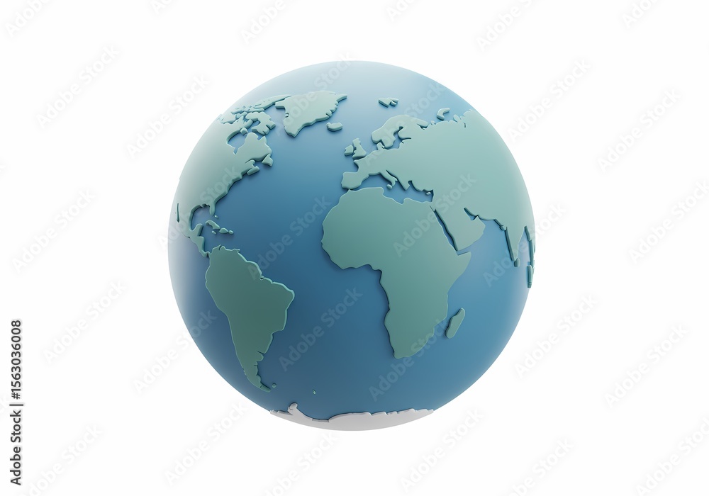 Stylized Earth Globe A 3D Render of the Planet Stylized Earth Globe A 3D Render of the Planet