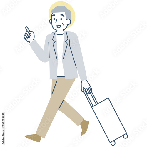 旅行に行くシニア男性