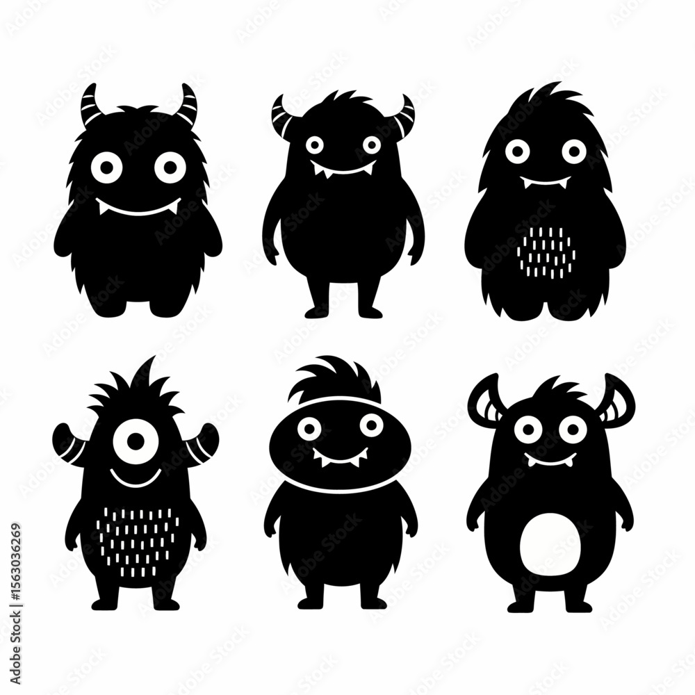 Fototapeta premium Adorable Monster Vector Set Cute Cartoon Vector Illustrations