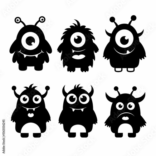 Cute Monster Vector Set Adorable One-Eyed Vector Illustrations
