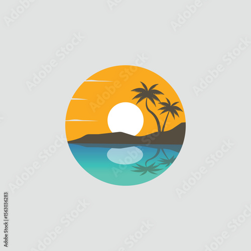 Summer Escape to the Island of Dreams  logo design vector illustration icon template