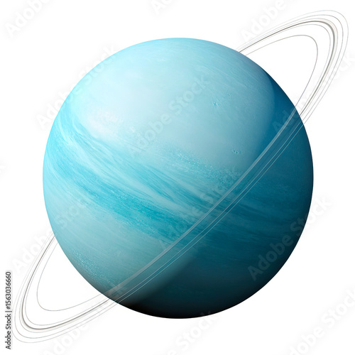 Light Blue Planet Uranus Isolated on Transparent Background
