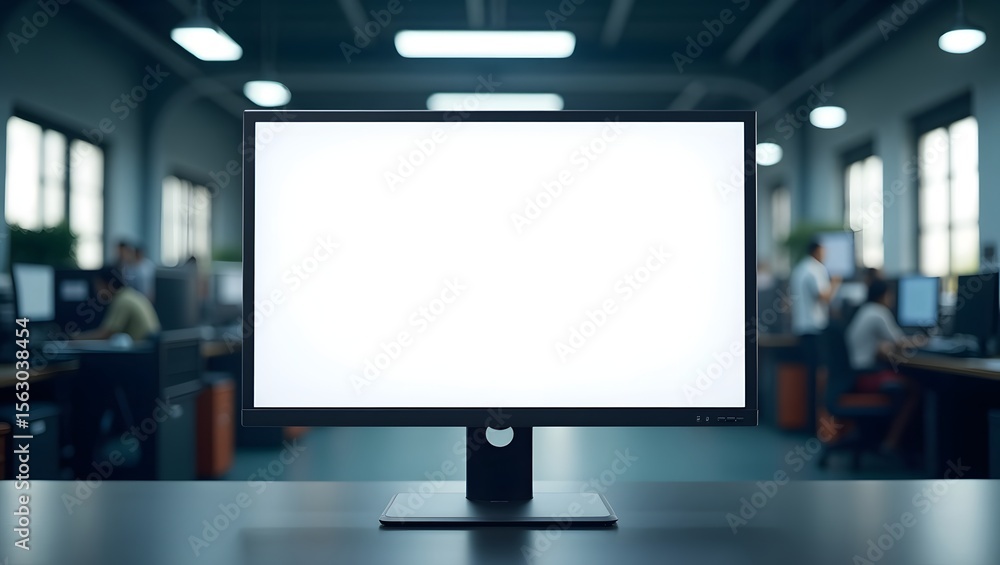 Fototapeta premium Commercial Display Mockup: Blank Monitor Screen in Industry Environment