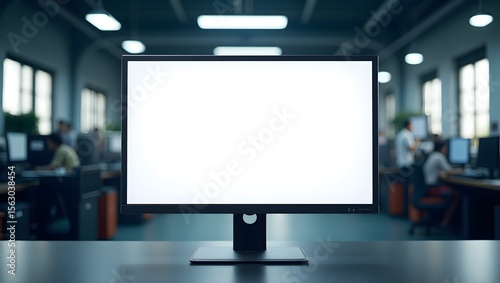 Commercial Display Mockup: Blank Monitor Screen in Industry Environment