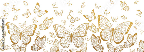 Golden butterflies pattern design background for wallpaper and decoration art