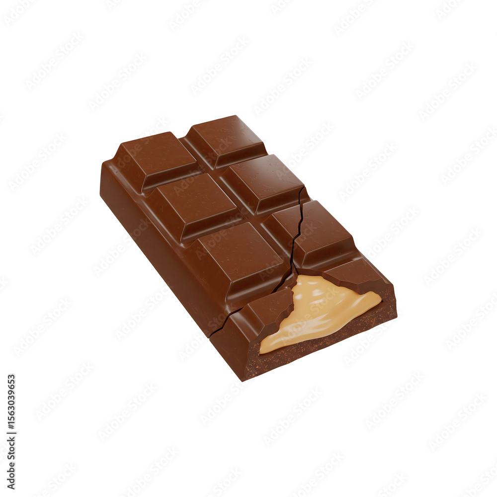 Fototapeta premium Bar of milk chocolate broken into square pieces