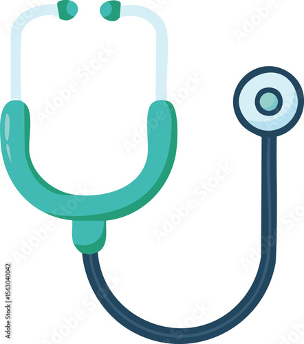 Vector Stylized Medical Stethoscope with Clean Lines, Bold Colors, and Simplified Form