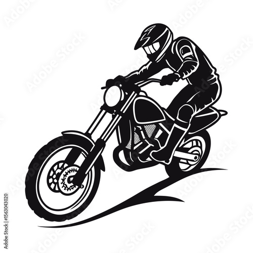 A motor bike rider riding fast in a cornering way