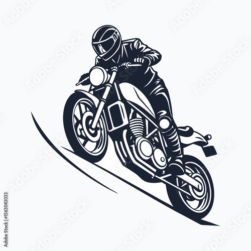 A motor bike rider riding fast in a cornering way
