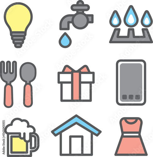 生活費アイコンセット　カラー