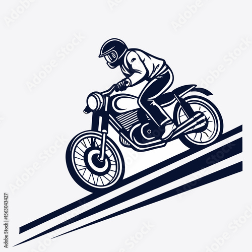 A motor bike rider riding fast in a cornering way