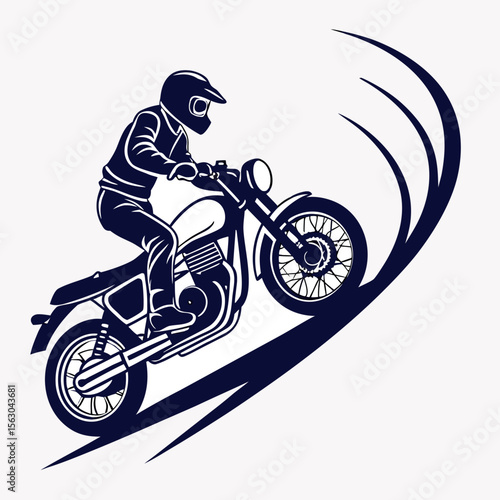 A motor bike rider riding fast in a cornering way