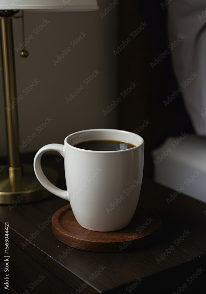 Obraz premium Cozy Morning Coffee on a Nightstand