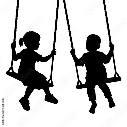 kids on swings playground silhouette icon vector design clipart