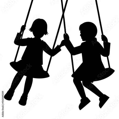 kids on swings playground silhouette icon vector design clipart