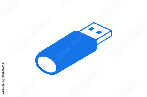 Blue usb drive storage device isometric vector art