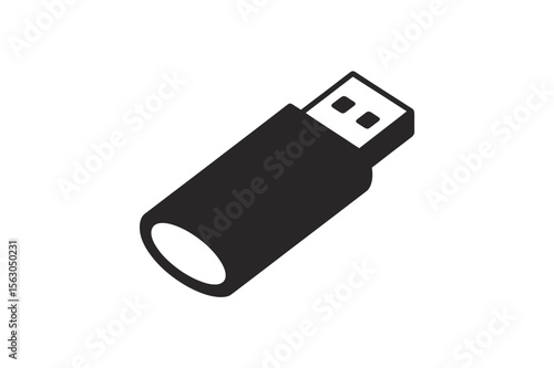 Black usb flash drive data storage vector graphic