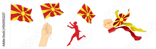 Vector illustration of North Macedonia flag composition on transparent background