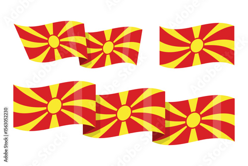 Vector illustration of wavy North Macedonia flag on transparent background