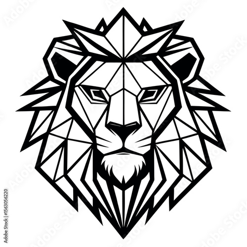 Geometric Lion Head – Clean Vector Line Illustration – Modern Polygonal Animal Design for Logos, Tattoos, Wildlife Art, Bold Branding, and Minimalist Decor Projects
