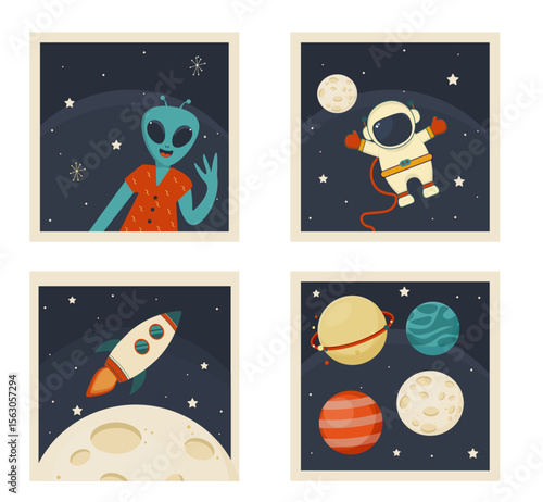 cartoon space posters