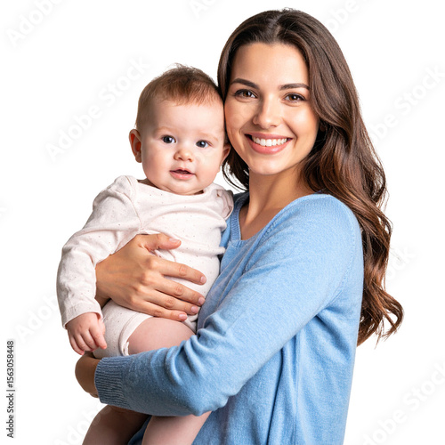 Mother Holding Baby in Arms, Transparent Background