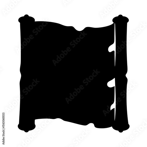 Aged parchment scroll silhouette for maps, declarations, treasure, or ancient writings