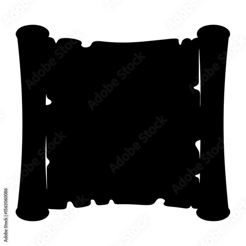 Mysterious ancient scroll parchment silhouette with torn edges, ready for your message