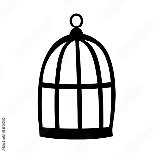 Silhouette of a decorative bird cage with a simple, minimalist style