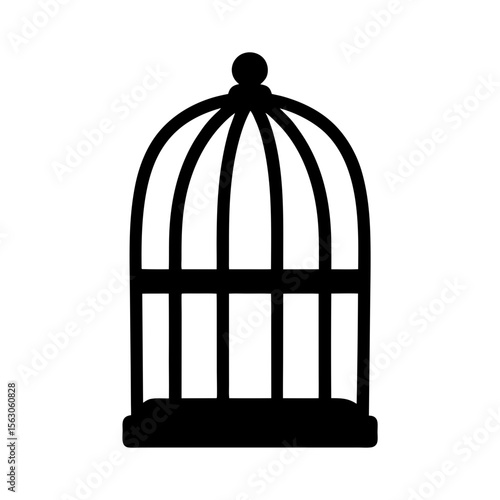 Silhouette of a vintage birdcage with a rounded top and simple design