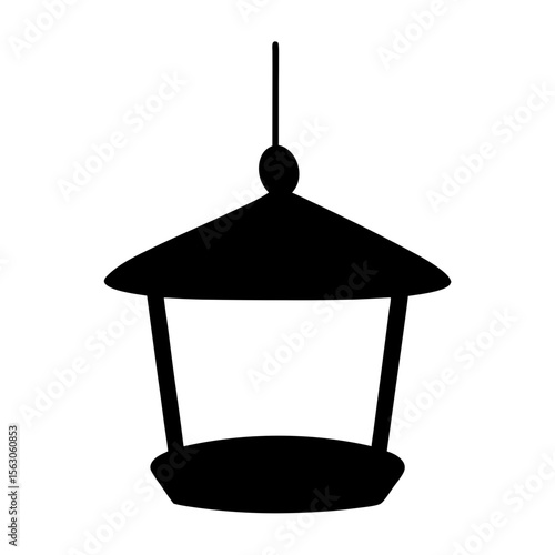 Black silhouette of a traditional bird feeder with hanging mechanism