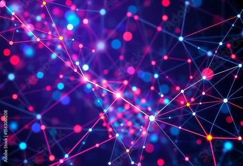 Abstract network nodes and lines forming a complex data visualization,  illustration,  lines