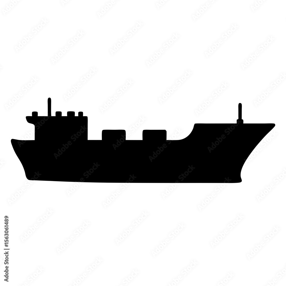 Obraz premium Silhouette of a large container ship, potentially an oil tanker on water
