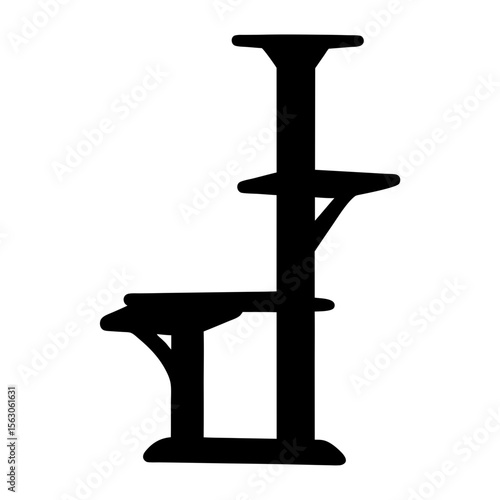 Silhouette of a cat tree with multiple tiers and sturdy construction