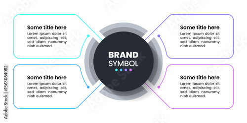 Infographic template. 4 banners connected to a title in the middle