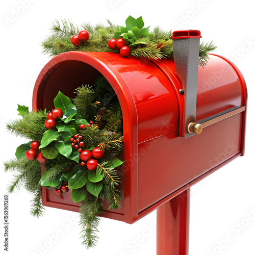 Christmas mail box PNG icon isolated with transparent background holiday postal decoration
